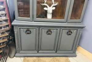 Classy Gray Vintage Two-piece China Cabinet