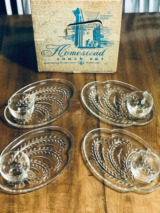 Vintage “Federal Glass” Snack Set