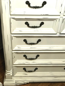 Large shabby chic tall boy dresser