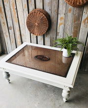 Load image into Gallery viewer, Pretty Wood &amp; Cane Glass Top Coffee Table