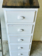 Load image into Gallery viewer, Adorable Skinny Farmhouse Chest of Drawers