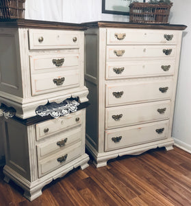 Beautiful Tall Boy Chest of Drawers and Nightstand Set