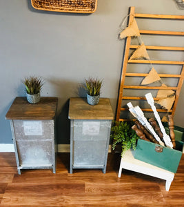 Repurposed Galvanized Feeder Nightstand Set