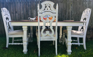 Extra Large Vintage Farmhouse Dining Table & Chairs