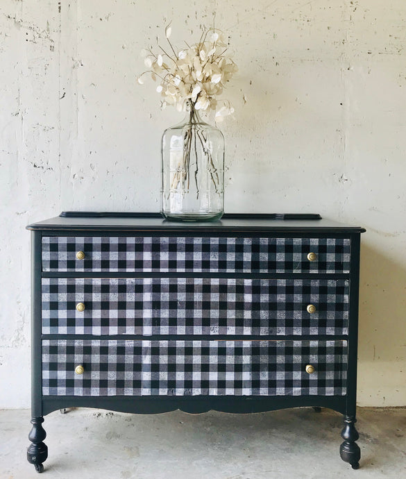 Amazing Antique Buffalo Check Dresser