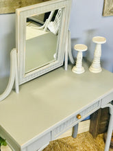 Load image into Gallery viewer, Pretty Rattan Grey Vanity &amp; White Chair