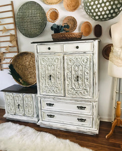 Intricate Broyhill Mediterranean Chest of Drawers with Matching Nightstand