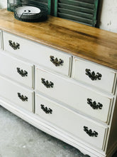 Load image into Gallery viewer, Pretty Farmhouse Vintage Long Dresser or Buffet
