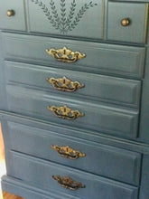 Load image into Gallery viewer, Chunky Vintage Stormy Blue Chest of Drawers