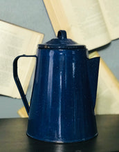 Load image into Gallery viewer, Blue Metal Primitive Coffee Pot