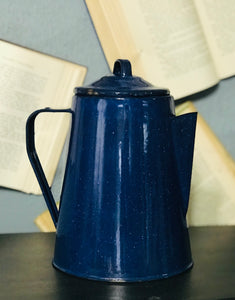 Blue Metal Primitive Coffee Pot