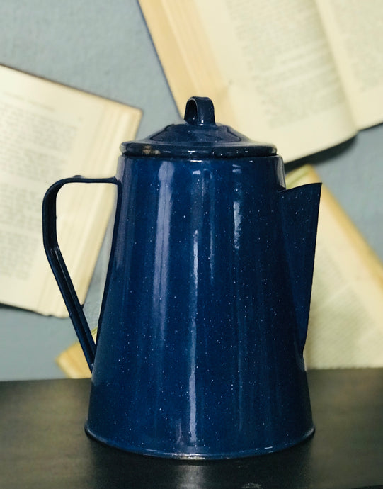 Blue Metal Primitive Coffee Pot