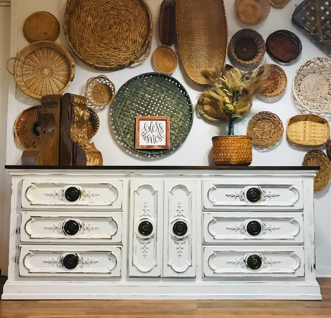 Gorgeous Ornate Long Wood Dresser or Buffet/TV Stand