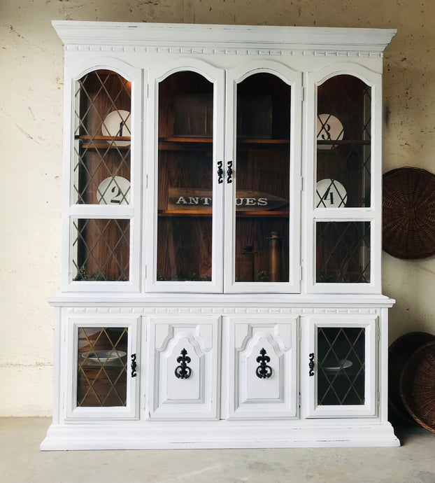 Beautiful Large Vintage Farmhouse China Cabinet