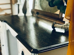 Ornate Antique Vanity and Chair Set