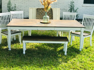 Perfect Large Farmhouse Table w/4 Chairs & Bench