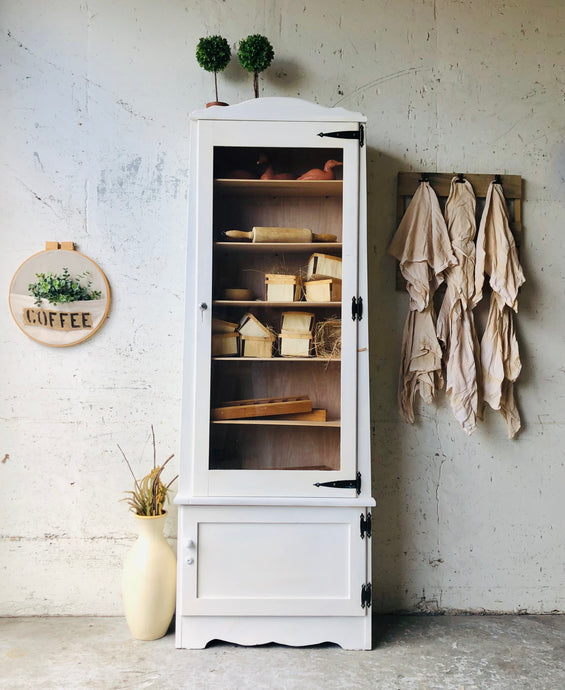 White Glass Front Storage Cabinet