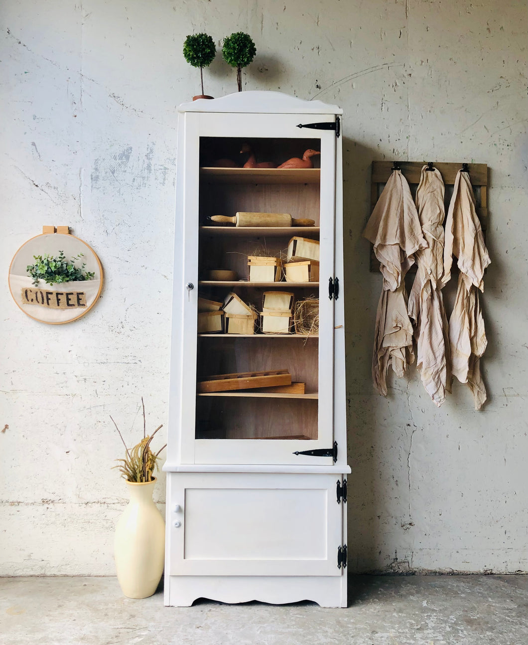 White Glass Front Storage Cabinet
