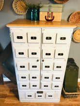 Load image into Gallery viewer, Unique Industrial Farmhouse Faux Apothecary Cabinet