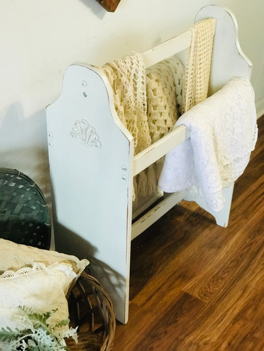 Adorable Vintage Wood Blanket Rack