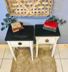 Charming Mismatched Farmhouse Nightstand Set (2)