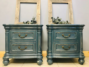 Gorgeous Chunky Blue End Table or Nightstand Set (2)