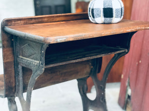 Antique Wood & Cast Iron School Desk