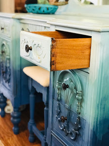 Gorgeous Antique Ombré Vanity & Stool