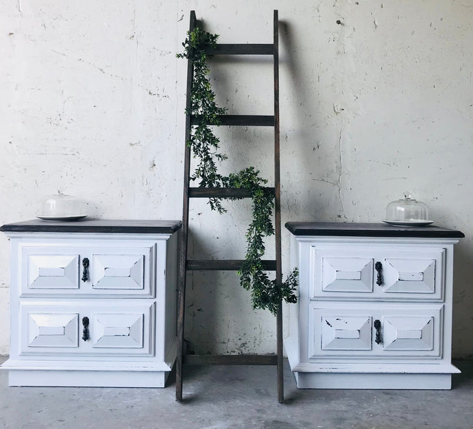 Pretty Vintage Farmhouse Nightstand or End Table Set
