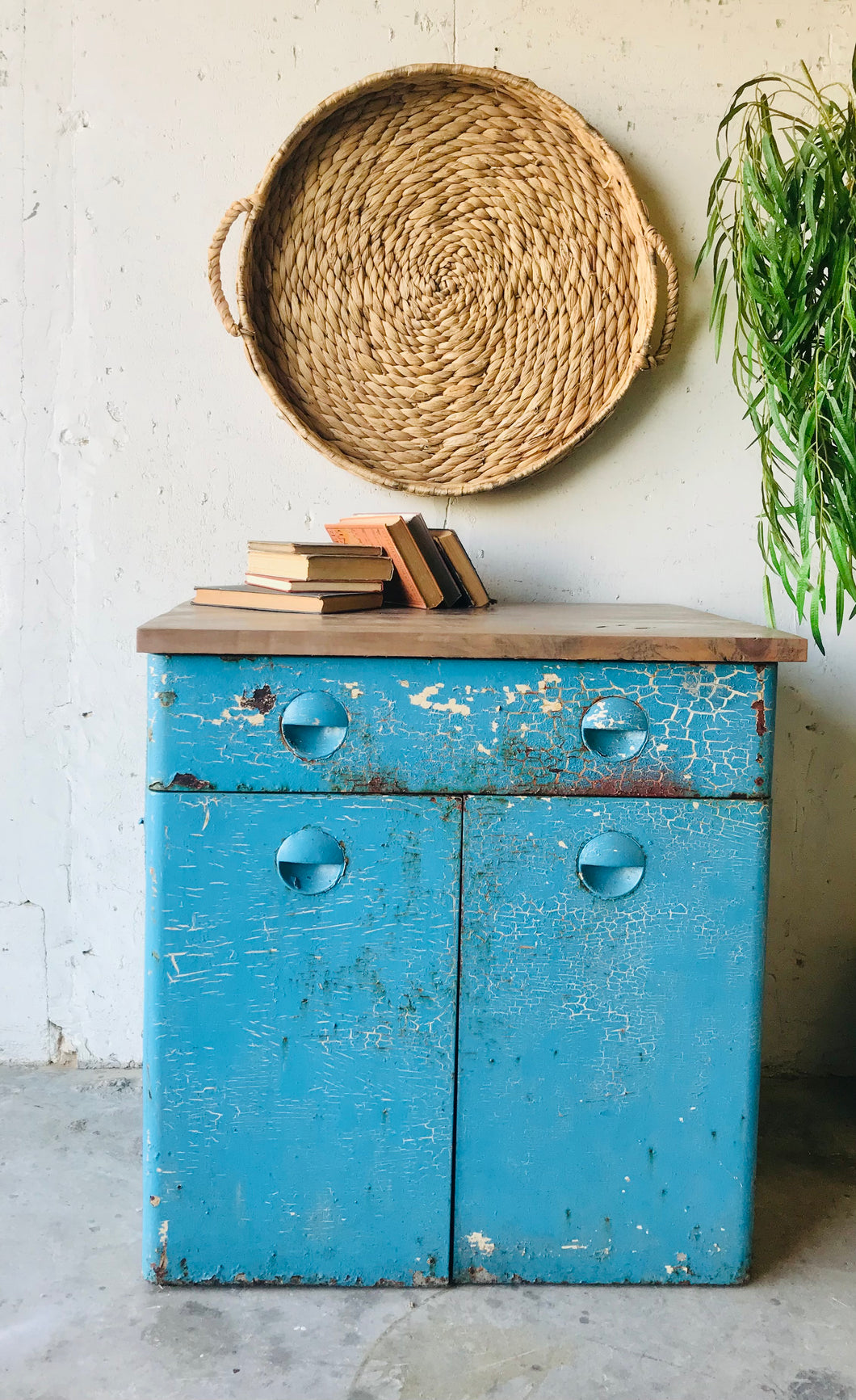 Rusty Vintage Rolling Metal Cabinet