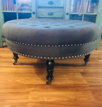 Load image into Gallery viewer, Gorgeous Tufted Round Rolling Ottoman