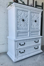 Load image into Gallery viewer, Pretty Vintage Farmhouse Armoire Chest of Drawers