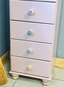 Adorable Pink Tall & Skinny Chest of Drawers