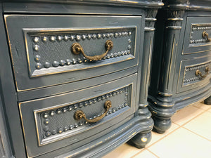 Gorgeous Chunky Blue End Table or Nightstand Set (2)