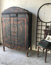 Load image into Gallery viewer, Unique Antique Wardrobe with Vintage Typography Design