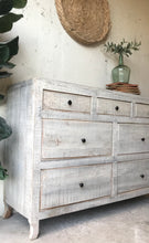 Load image into Gallery viewer, Pretty Whitewashed Solid Wood Dresser, Buffet, or TV Stand
