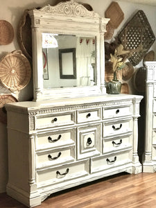 Long Shabby Chic Dresser & Mirror $75.09 deposit