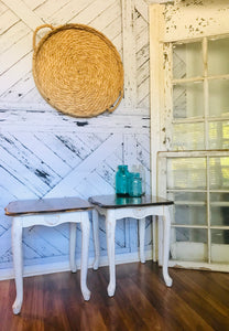 Beautiful Vintage Wood End Table Set