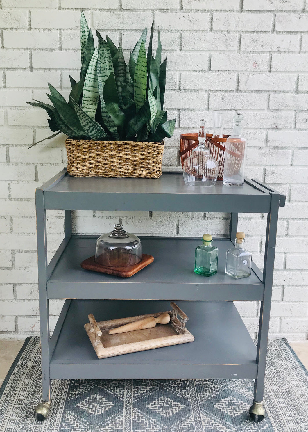 Vintage Gray Rolling Cart