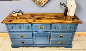 Perfect Blue Chunky Long Dresser, Buffet, or TV Stand