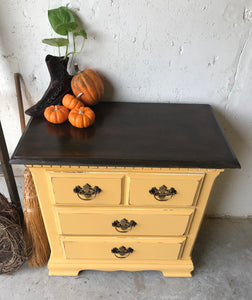 Adorable Mustard Yellow Chunky End Table or Nightstand