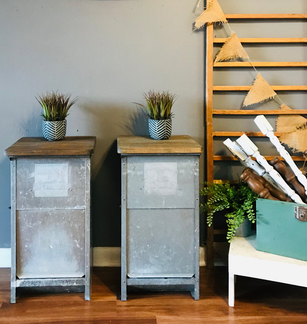 Repurposed Galvanized Feeder Nightstand Set