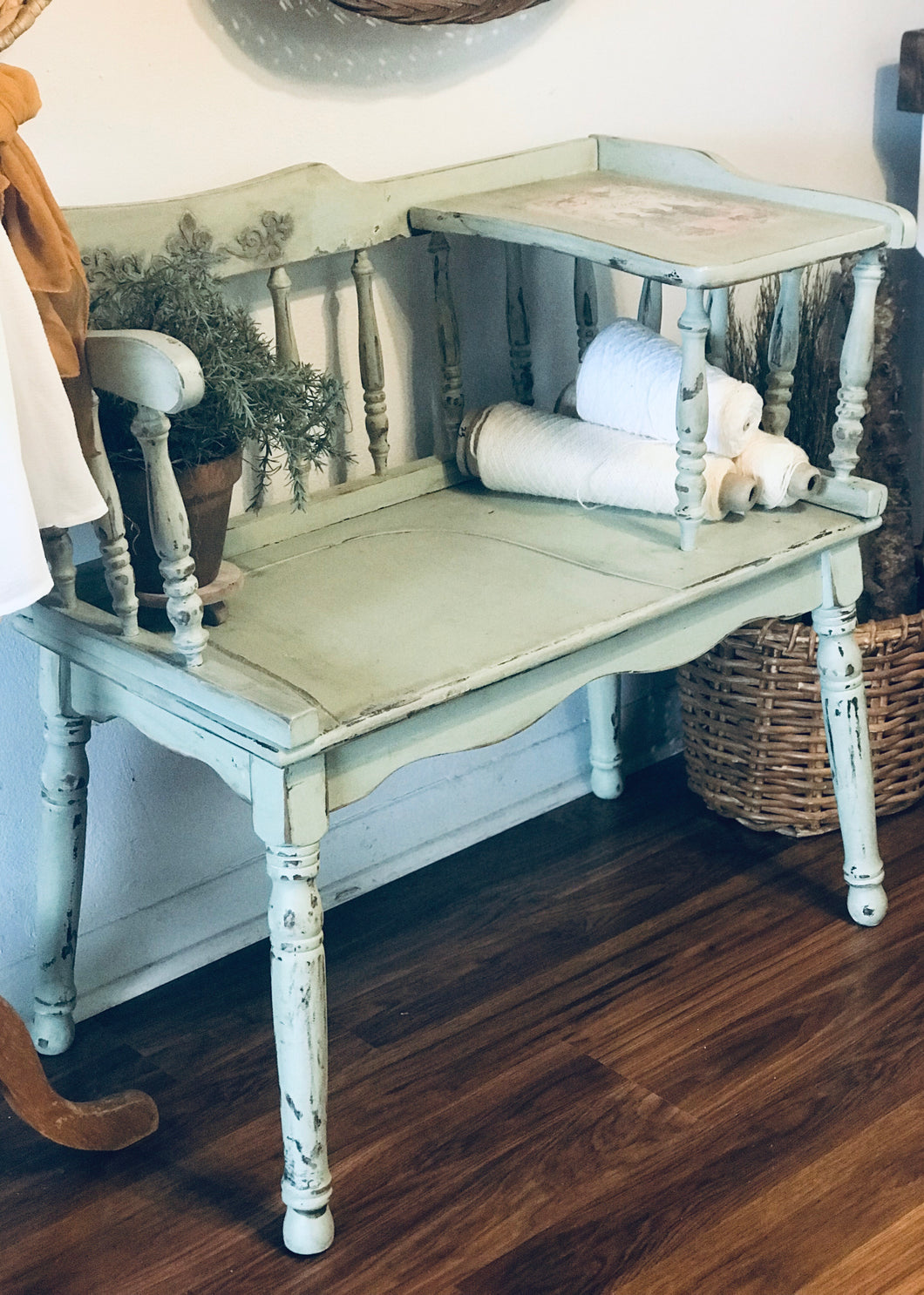 Vintage French Country Shabby Telephone Table/Bench