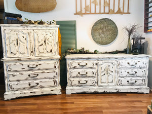 Gorgeous Mediterranean Style Armoire & Long Dresser Set