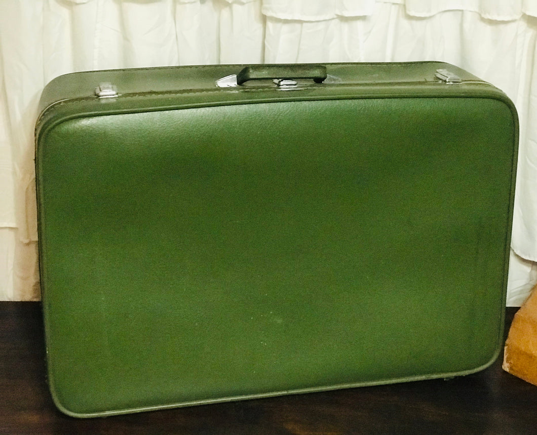 Vintage “Sears Featherlite” Green Suitcase