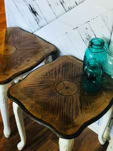 Beautiful Vintage Wood End Table Set