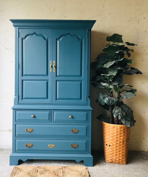 Beautiful Large Blue Armoire Storage Chest