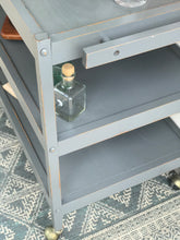 Load image into Gallery viewer, Vintage Gray Rolling Cart