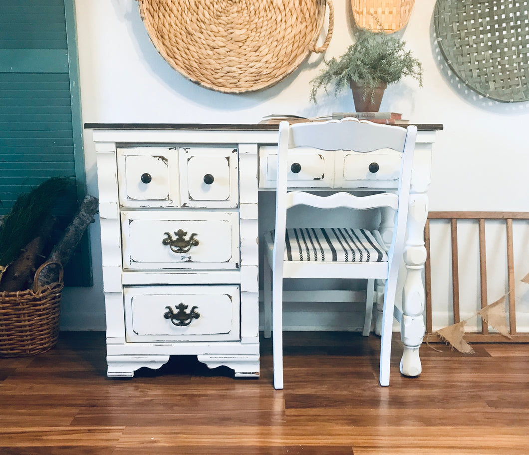 Chunky Farmhouse Desk and Chair Set