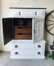 Load image into Gallery viewer, Pretty Vintage Farmhouse Armoire Chest of Drawers